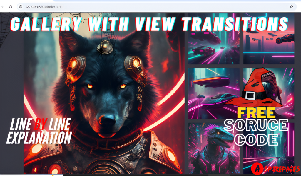 Animated CSS gallery with smooth view transitions for interactive, responsive design.