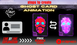 Ghost card animation with HTML and CSS displayed on a clean, modern website background
