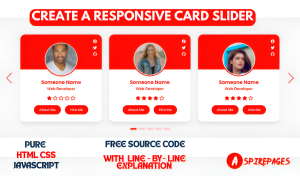 Responsive card slider created with HTML, CSS, and JavaScript, featuring smooth scrolling and touch-friendly controls for modern web design.