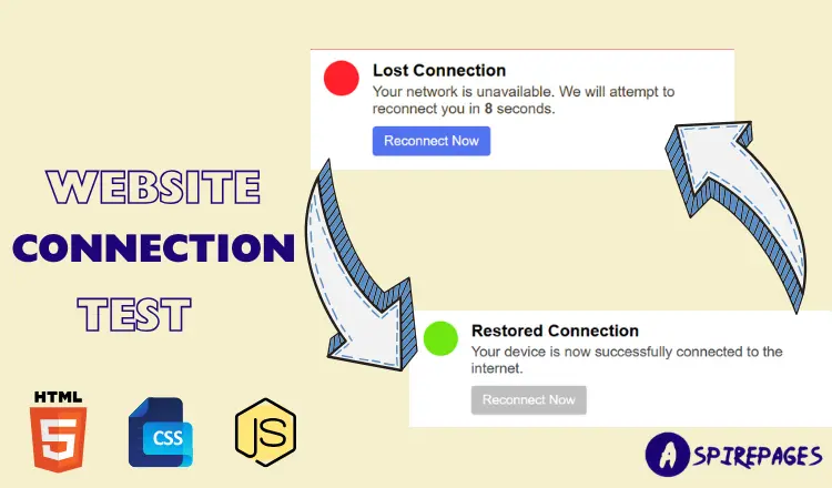 Modern UI of a Website Connection Test built with HTML and JavaScript.